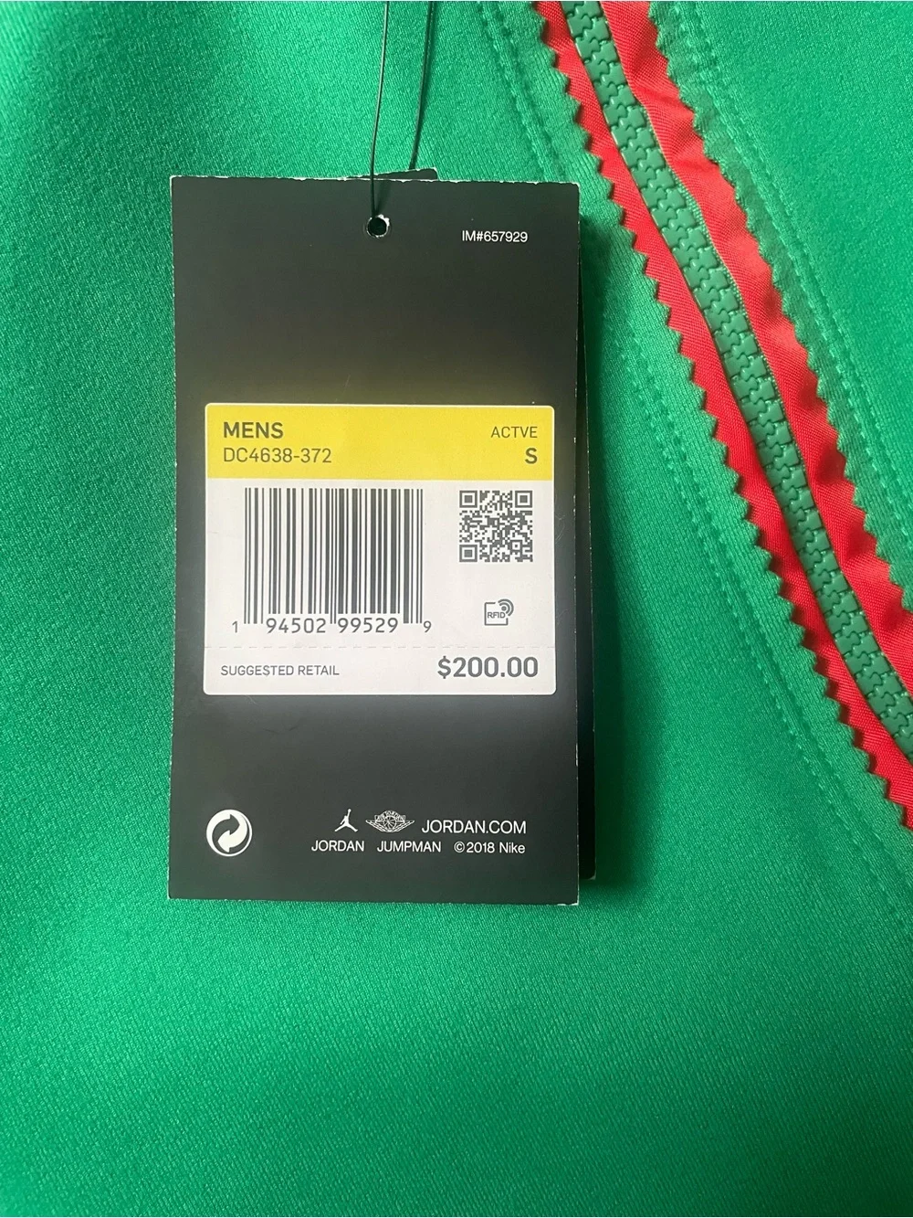 Jordan x Facetasm Retro 90’s Vintage Lime Green Zip-up Track Jacket NWT